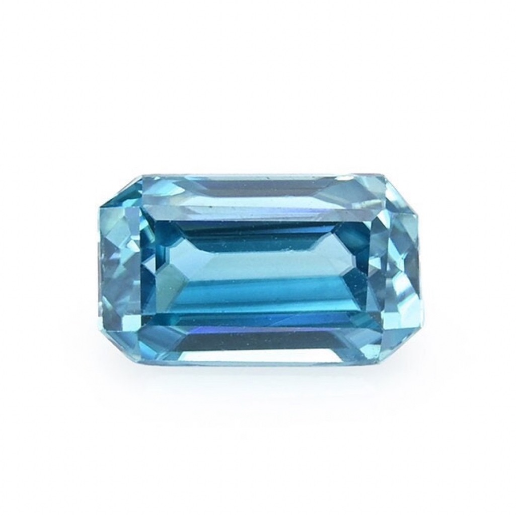 Blue Zircon 196 Carat Emerald Cut Eye Clean Faceted Loose Gemstone